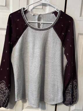 Maurices Long Sleeve Boho Printed Top - Size Large